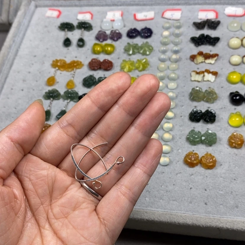 【闪购商品】银S925镶嵌蛇纹石玉挂件耳饰耳环项链冰*?