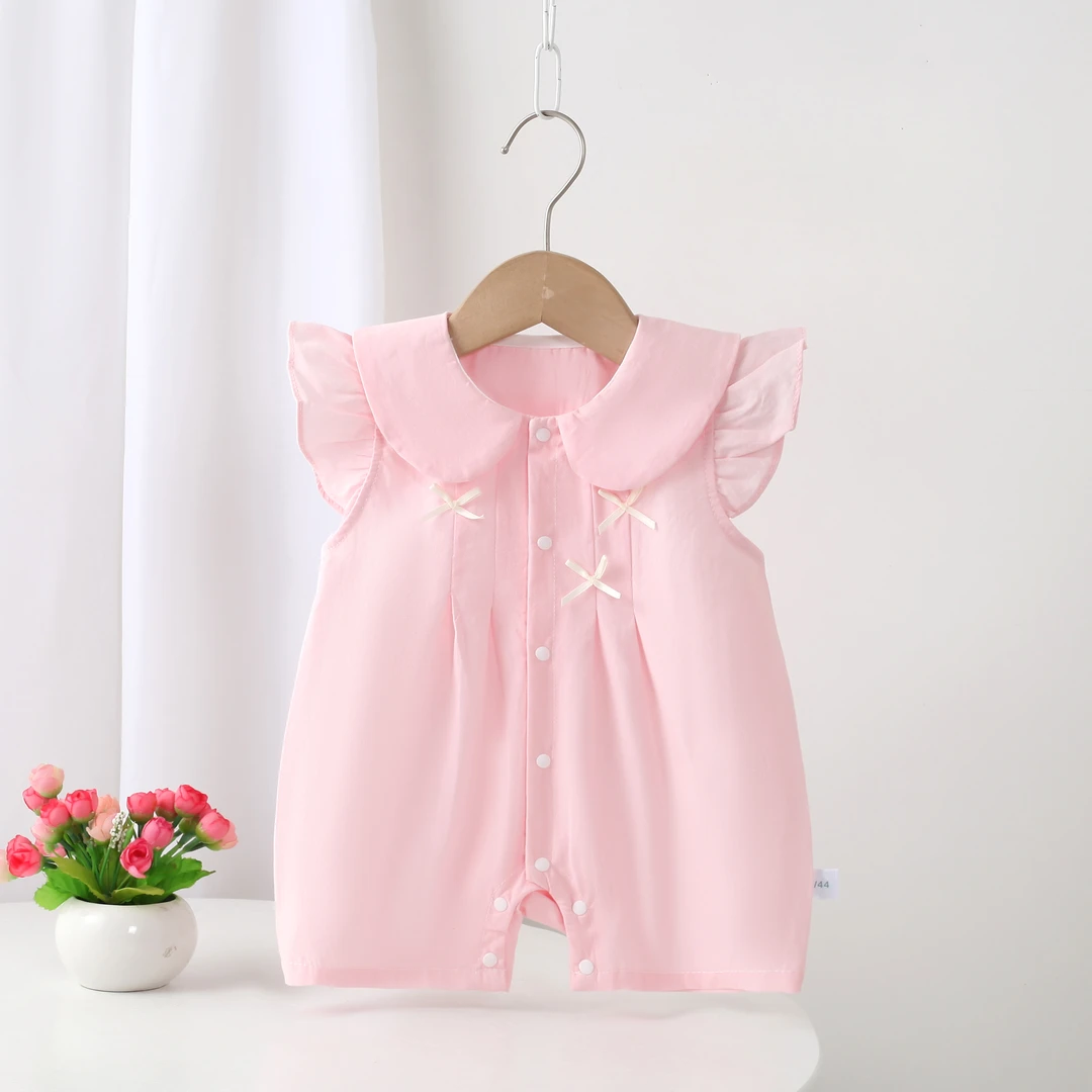 新生婴儿衣服夏装女宝宝连体衣公主洋气满月百天哈衣夏季薄款爬服