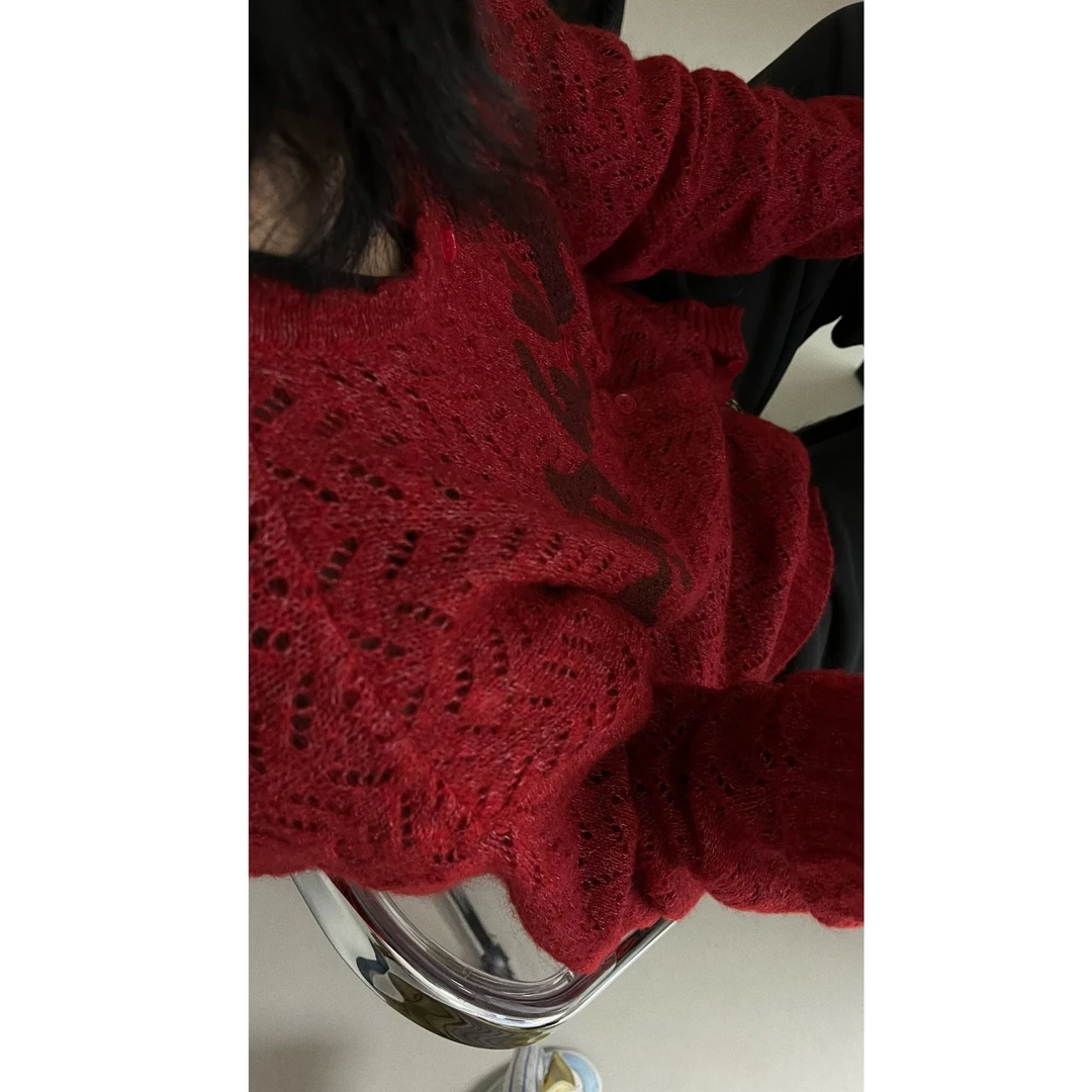 MAGLIANO LOGO 镂空马海毛针织衫 J24M435