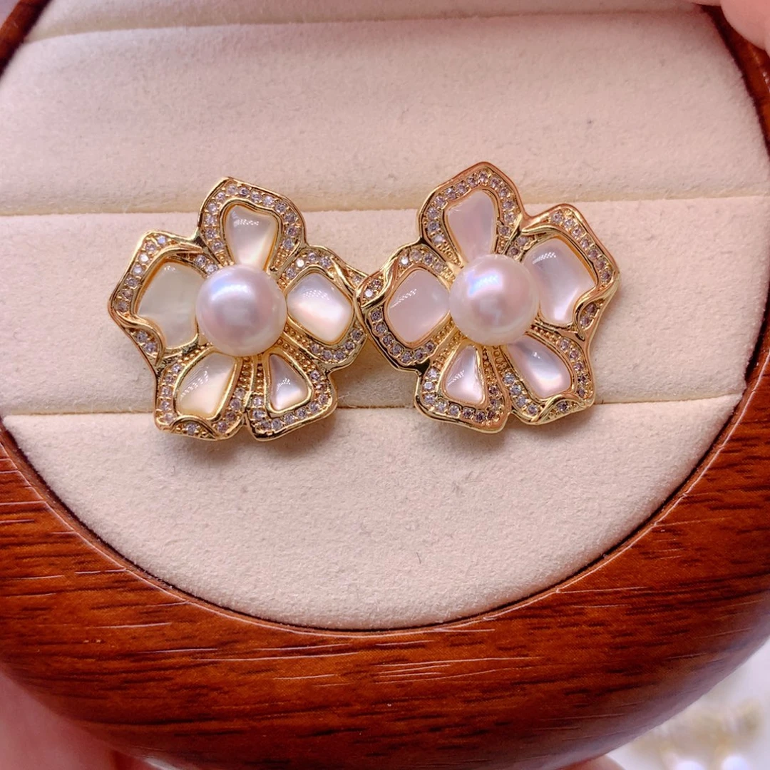 淡水珍珠耳饰合金