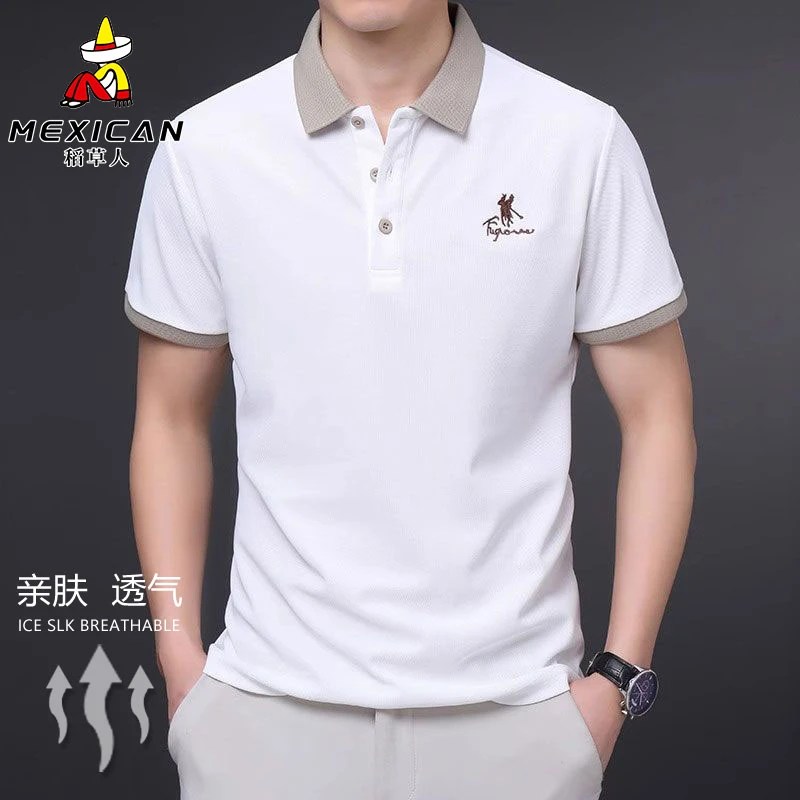Mexican/稻草人夏季男士短袖T恤时尚翻领商务POLO衫中青年男装