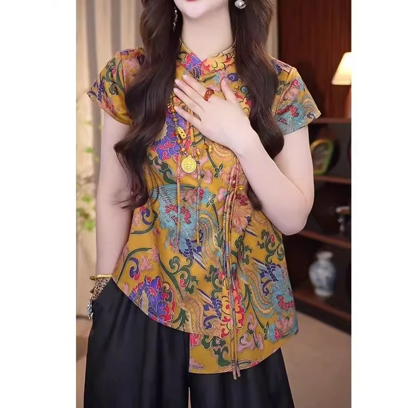 【龙袍】新中式国风立领衬衫女夏季新款宽松显瘦小衫独特气质上衣