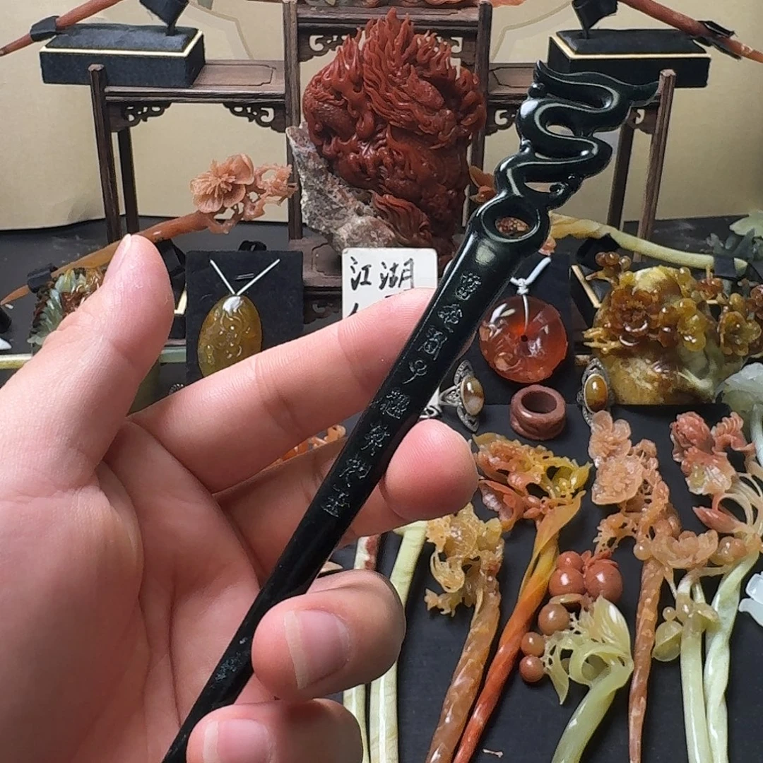 蛇纹石玉未镶嵌发饰