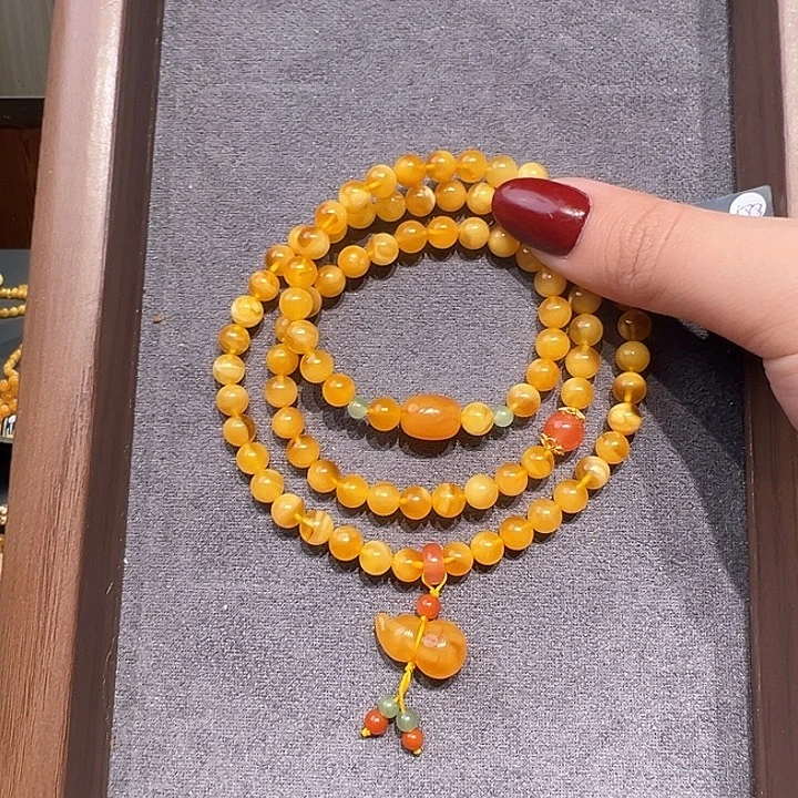 蜜蜡未镶嵌手串6.4mm蜜蜡手串