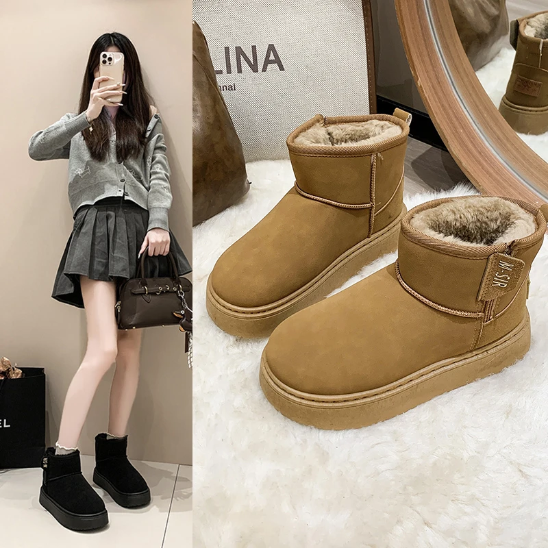 短筒防滑中帮保暖冬季时尚雪地靴靴子秋冬平底女鞋