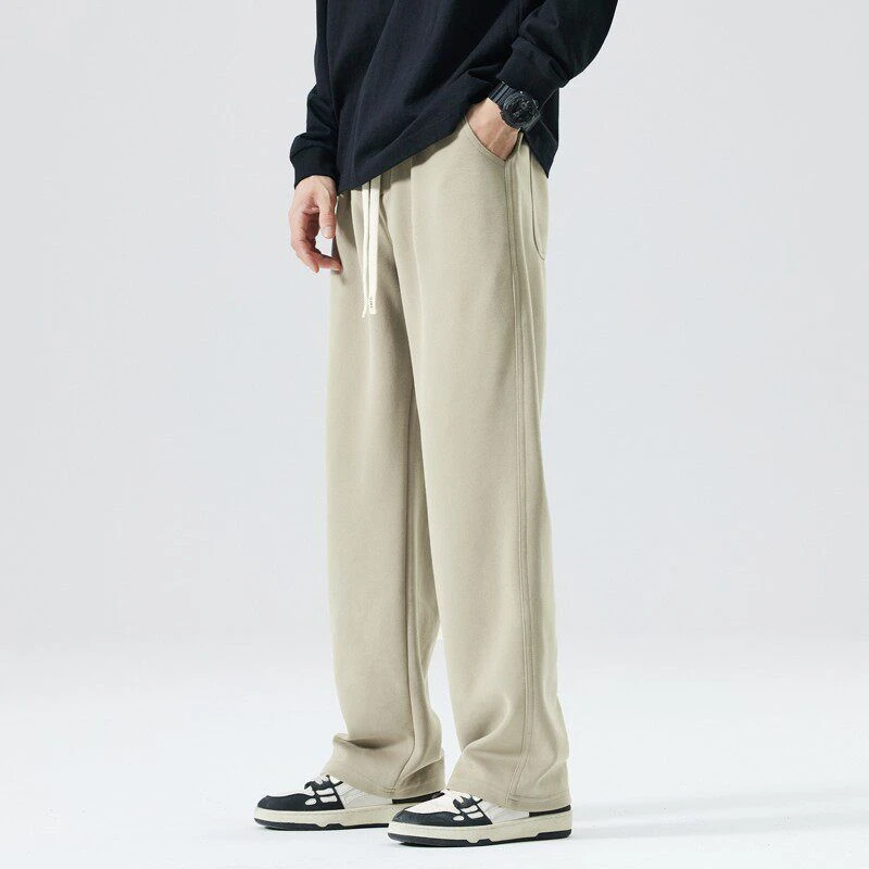 美式高街潮牌直筒卫裤裤子男秋季休闲长裤宽松坠感阔腿裤秋冬加绒