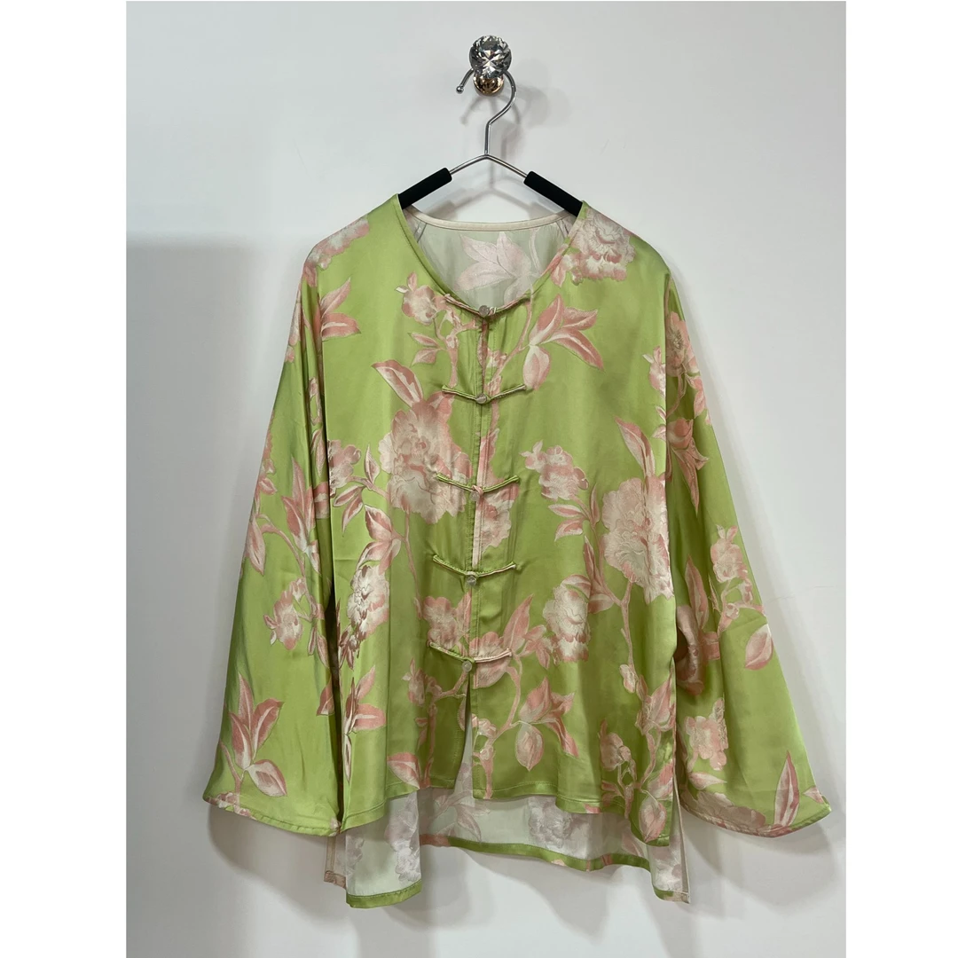 驷喜2025春季新款国风刺绣中襟衬衫女宽松大码衬衣250760