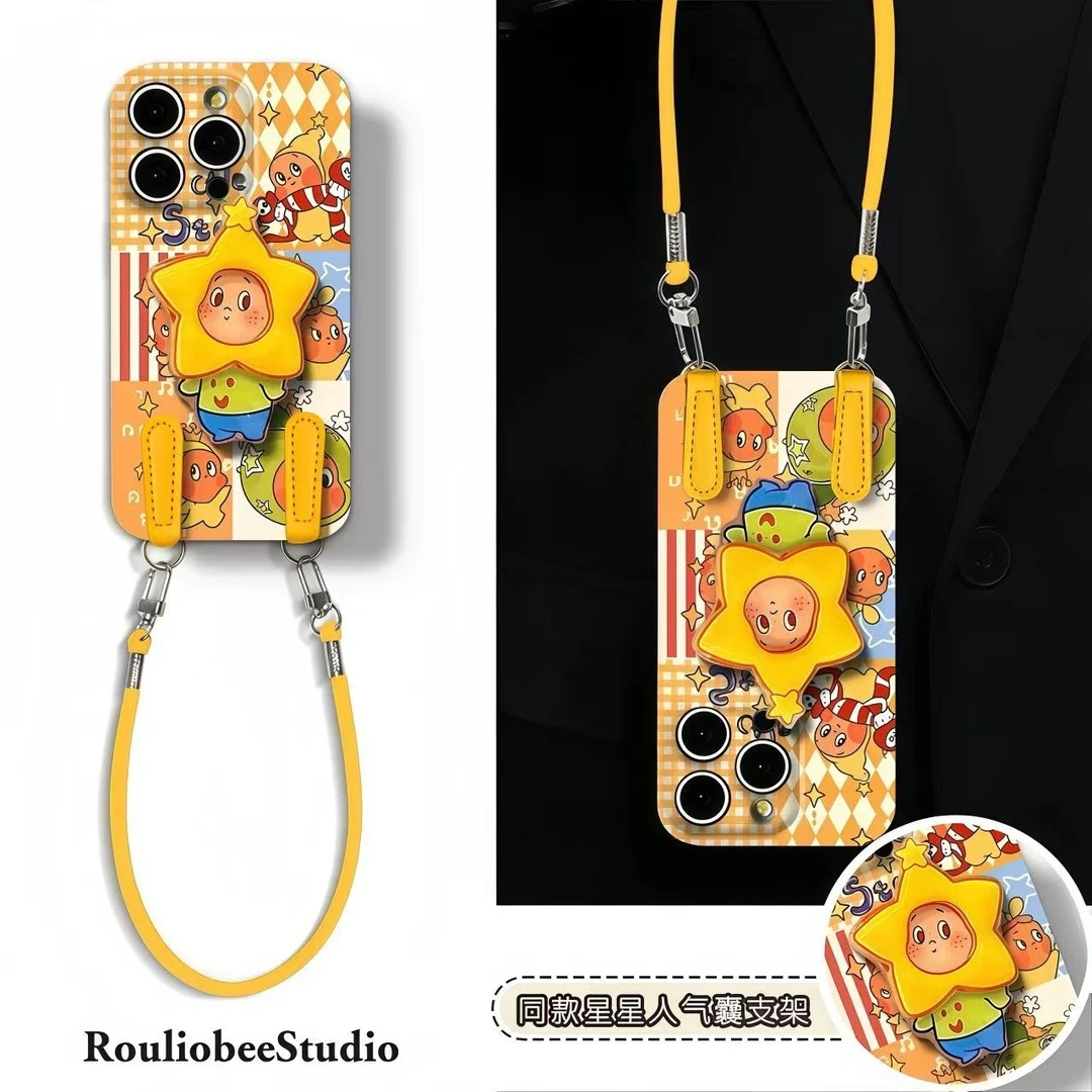 星星气囊支架适用苹果16手机壳iPhone15小米14vivoppo华为p70女
