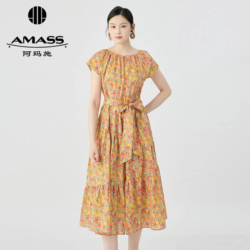 AMASS/阿玛施新款显瘦气质法式收腰优雅洋装连衣裙5500533