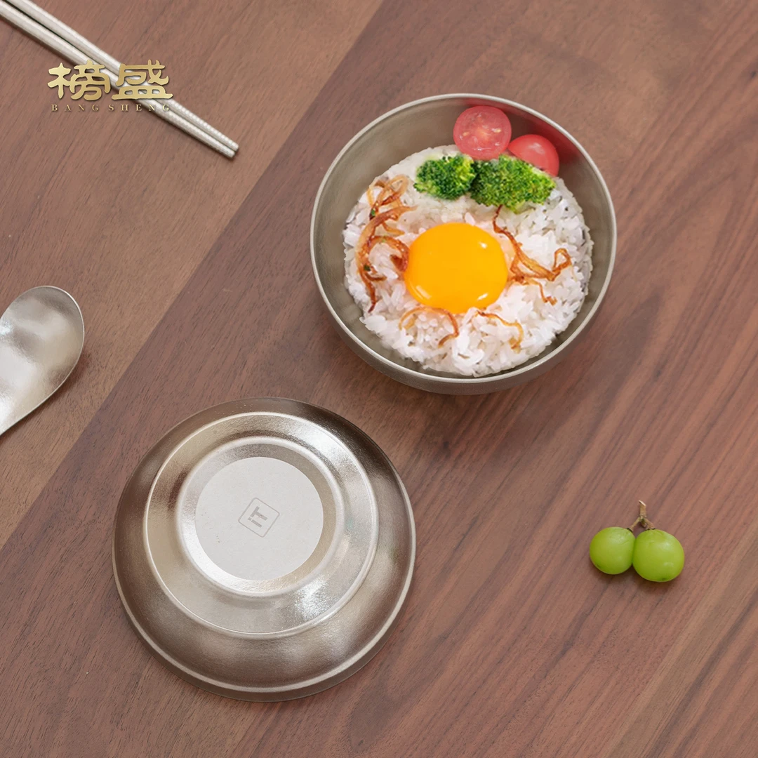 榜盛纯钛双层隔热碗家用防烫饭碗汤碗轻盈便携个人专用高档餐具