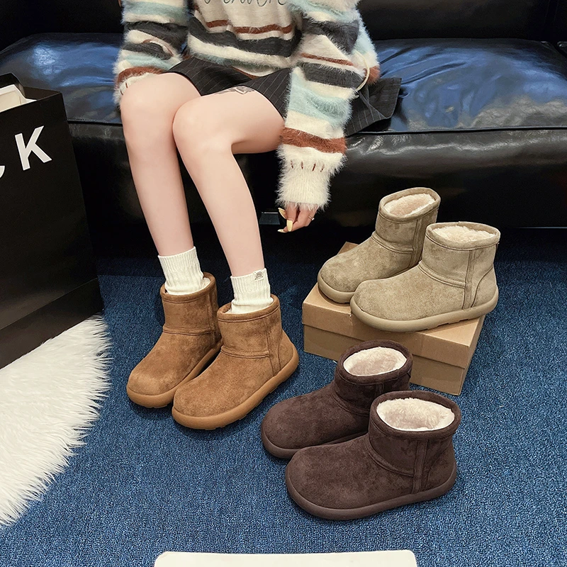 学院风百搭防水雪地靴2025冬季新款加绒保暖防滑女鞋棉鞋