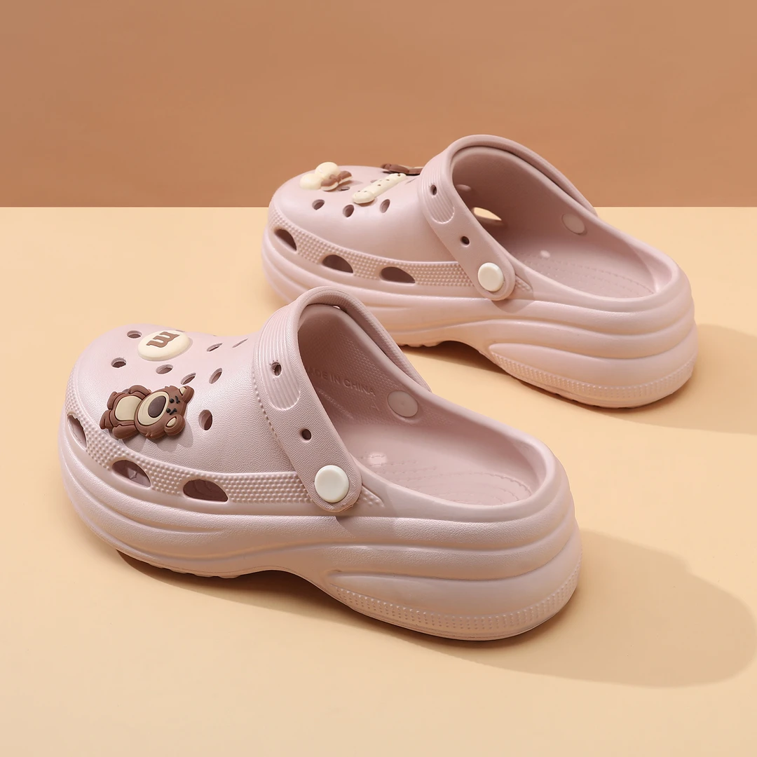 女士外穿夏季厚底增高防滑包头洞洞鞋踩屎感休闲网红时尚沙滩凉拖