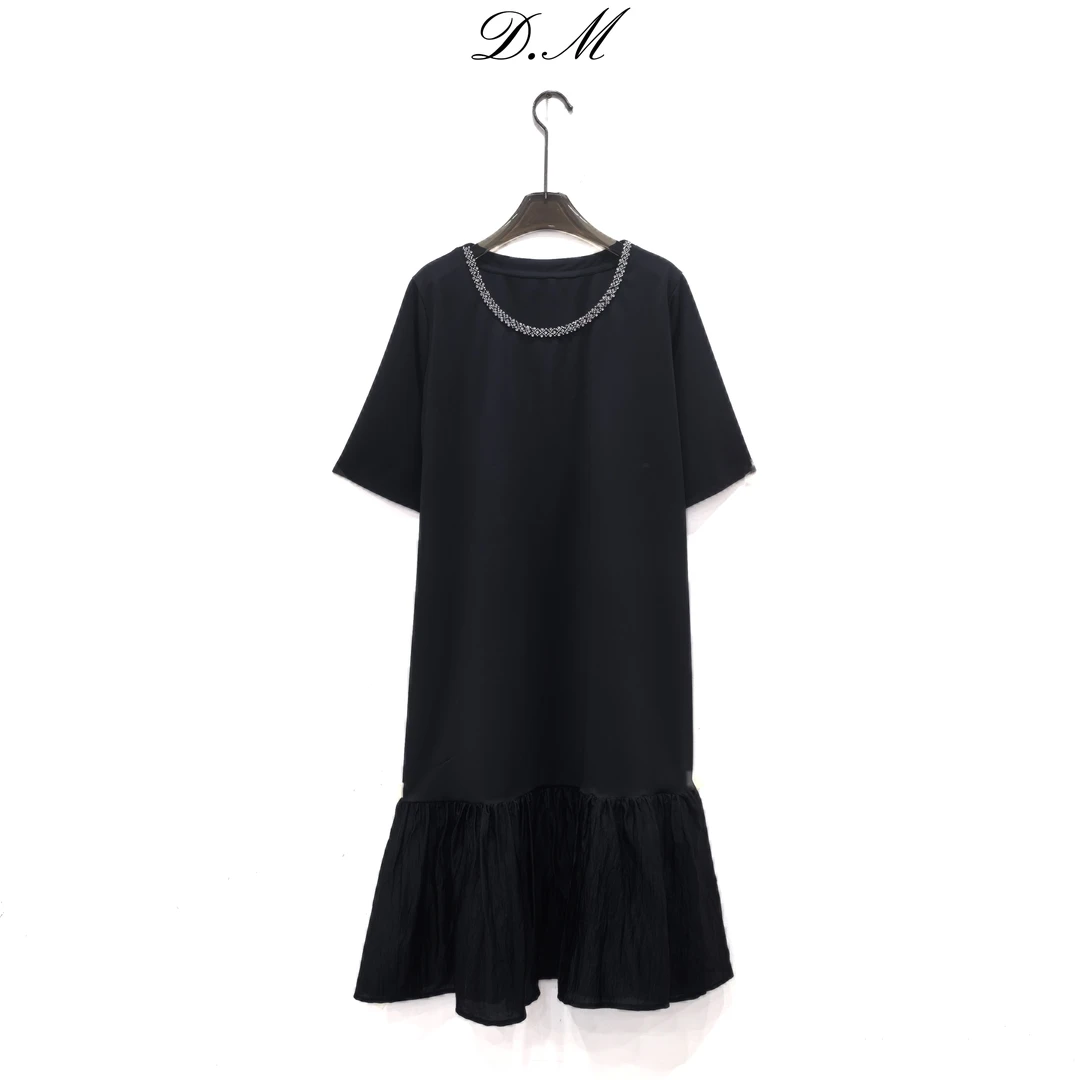 【大蜜】1875#夏季新款简约设计感拼接鱼尾连衣裙