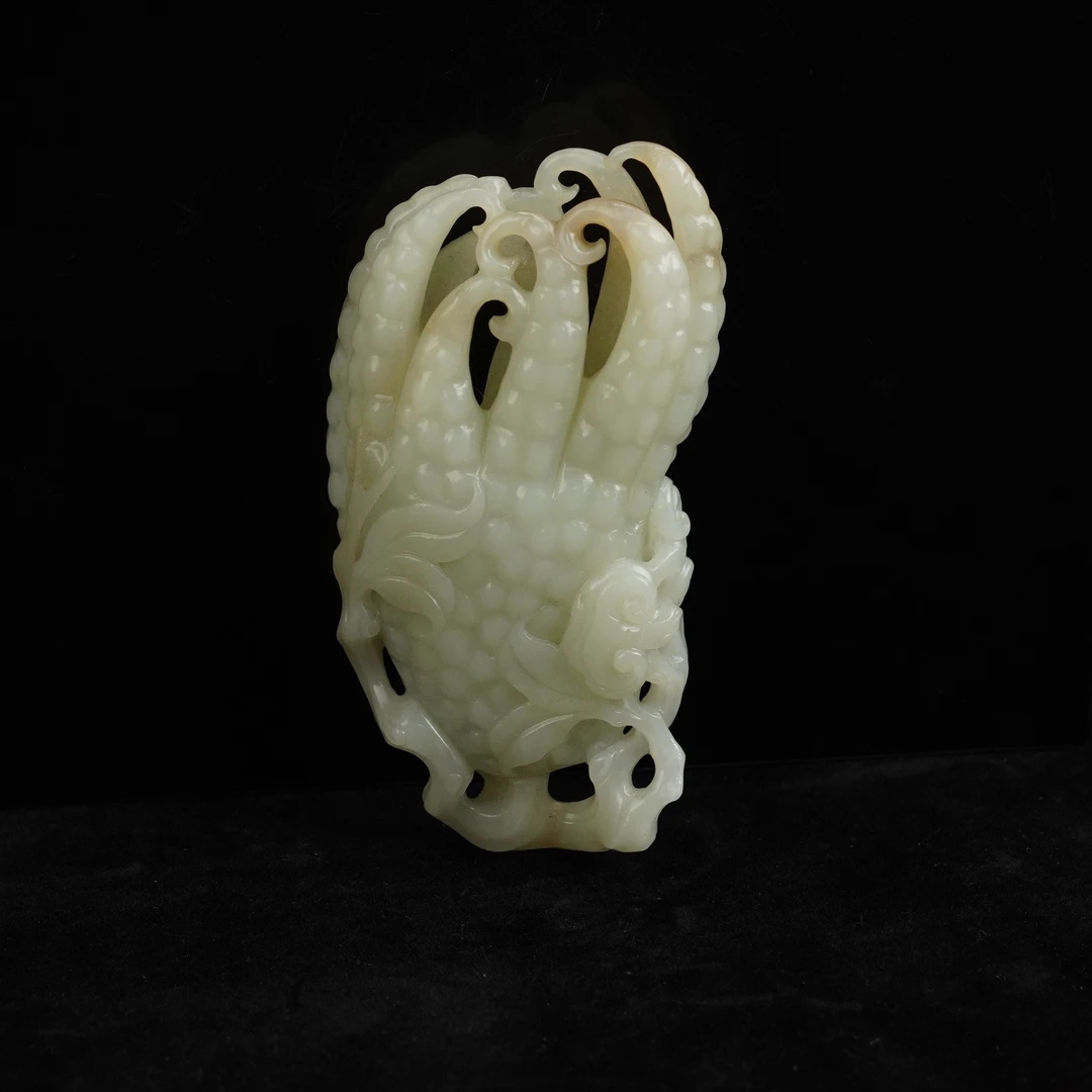 【清】白玉佛手把件（高12.5cm宽6cm重211g）