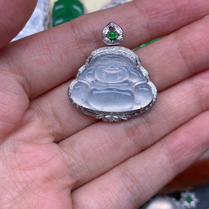 吊坠(不含链)18K金镶嵌翡翠