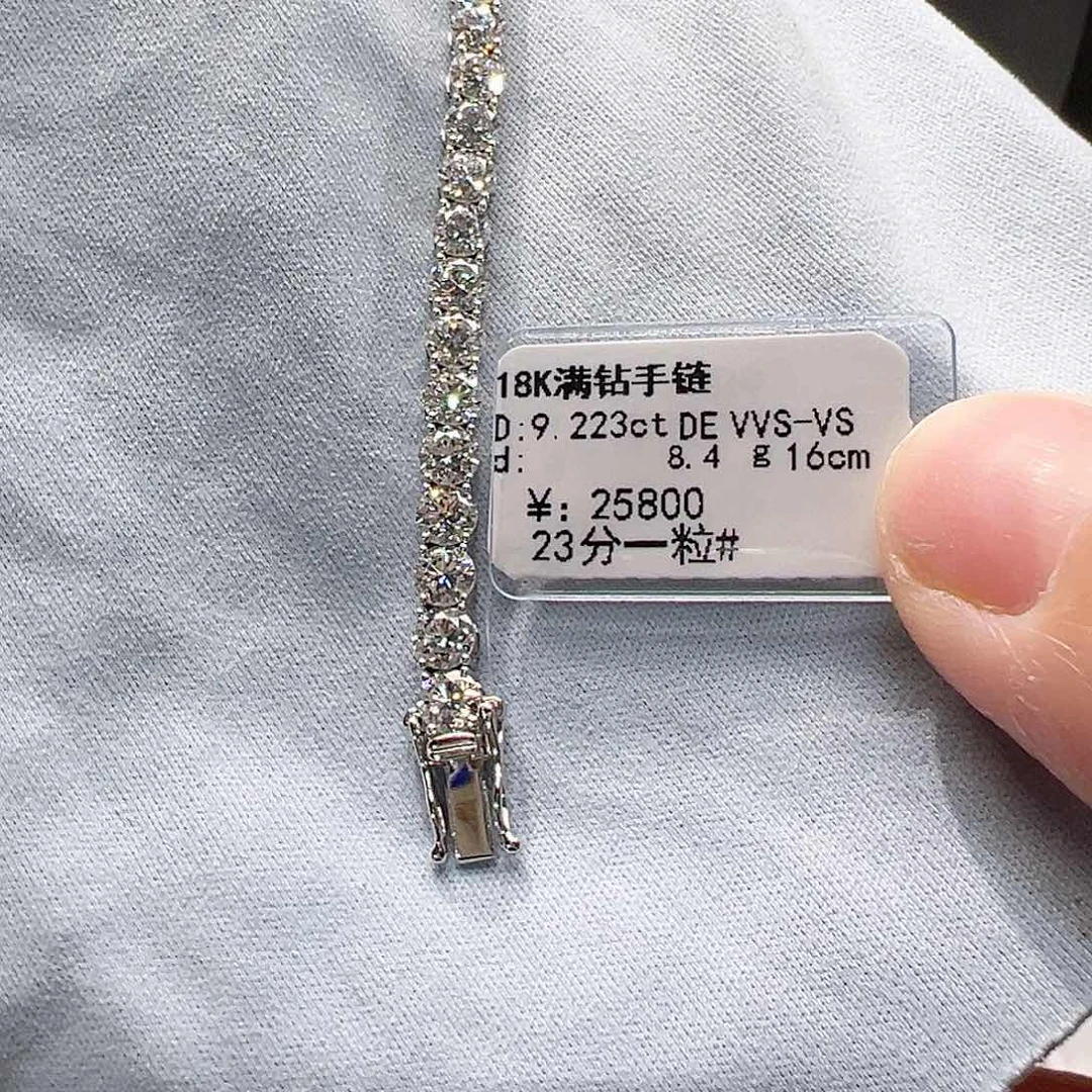 18K金镶嵌套链实验室培育钻石单颗23分，网球款手链