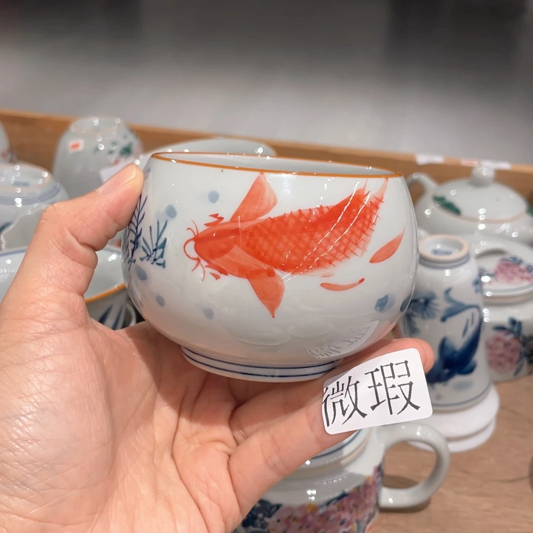 釉下彩纯手绘有瑕