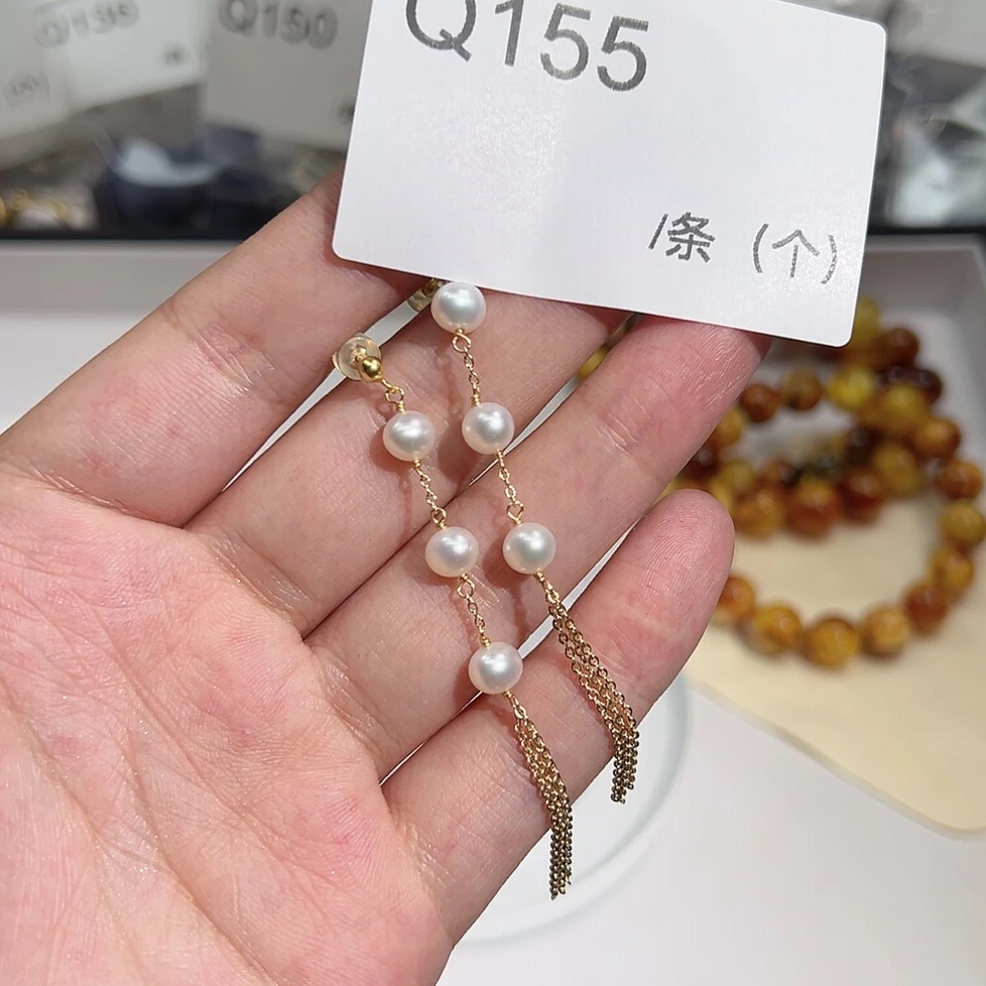 耳饰银S925镶嵌淡水珍珠Q155