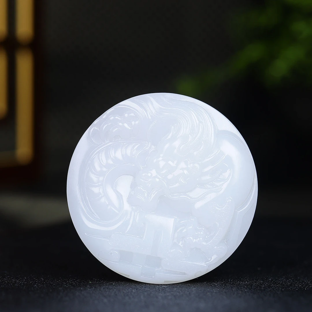 111941和田玉白玉生肖龙玉佩