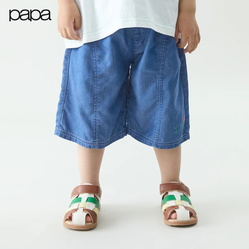 【新品】papa爬爬夏季儿童牛仔短裤男女童干爽舒适五分裤休闲百搭