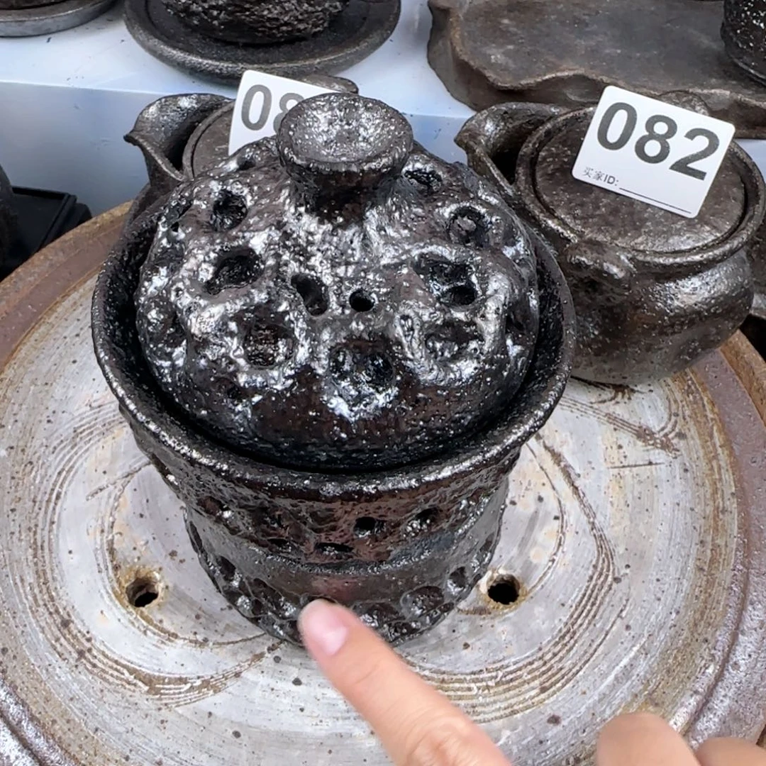 好***连荥经黑砂窑变盖碗价壶承