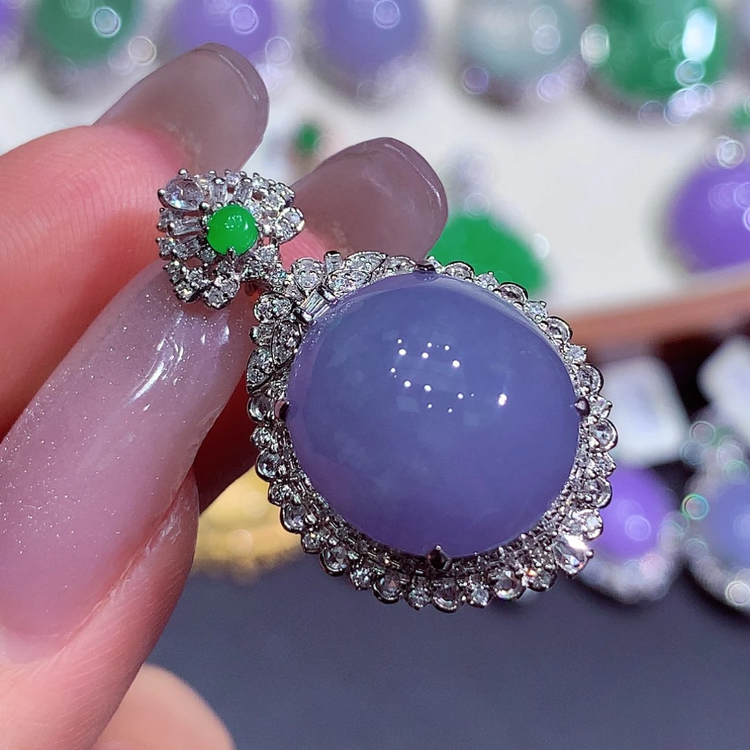 翡翠18K金镶嵌吊坠(不含链)