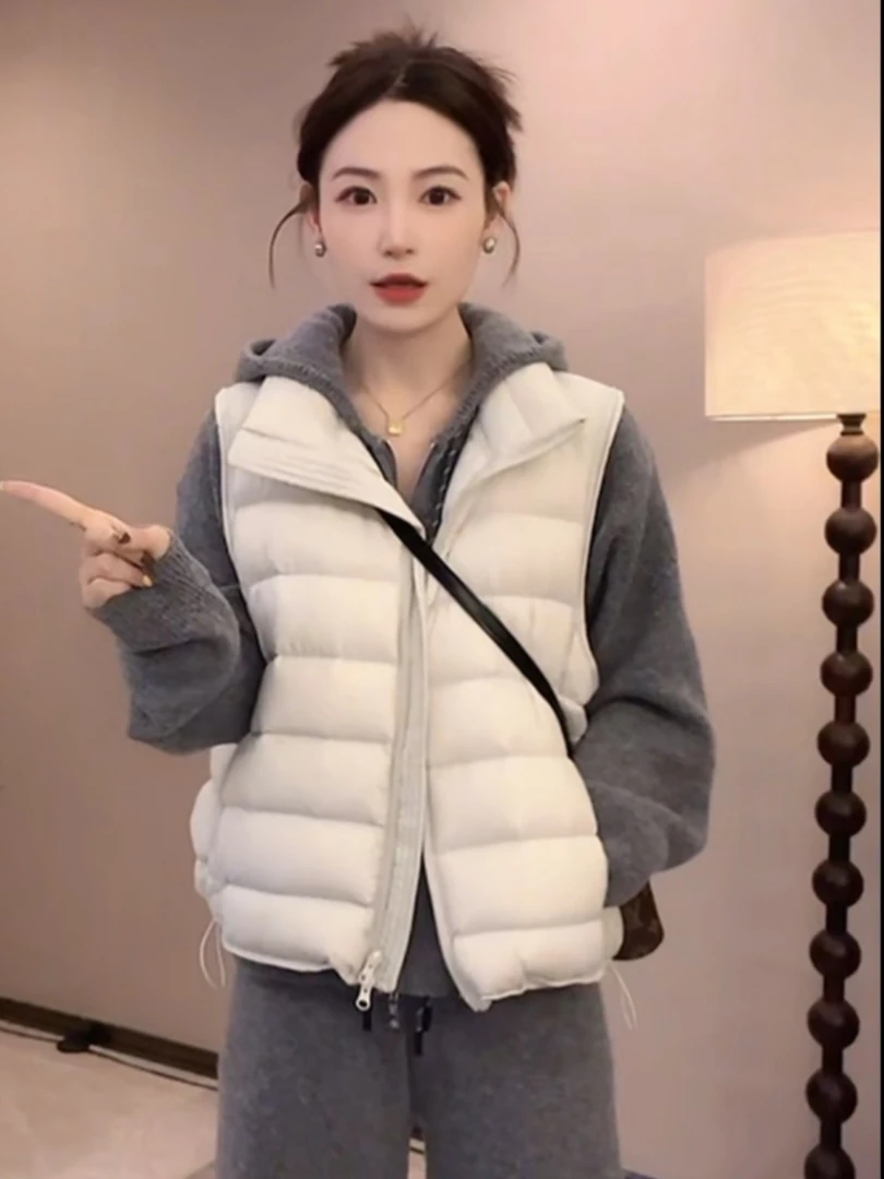 轻薄时尚马甲女短款立领2025秋冬新款加厚白鸭绒小个子外穿背心潮