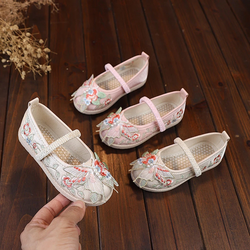 【繁花知夏】汉服绣花鞋儿童布鞋民族风舞蹈鞋手工布鞋国风女童鞋子