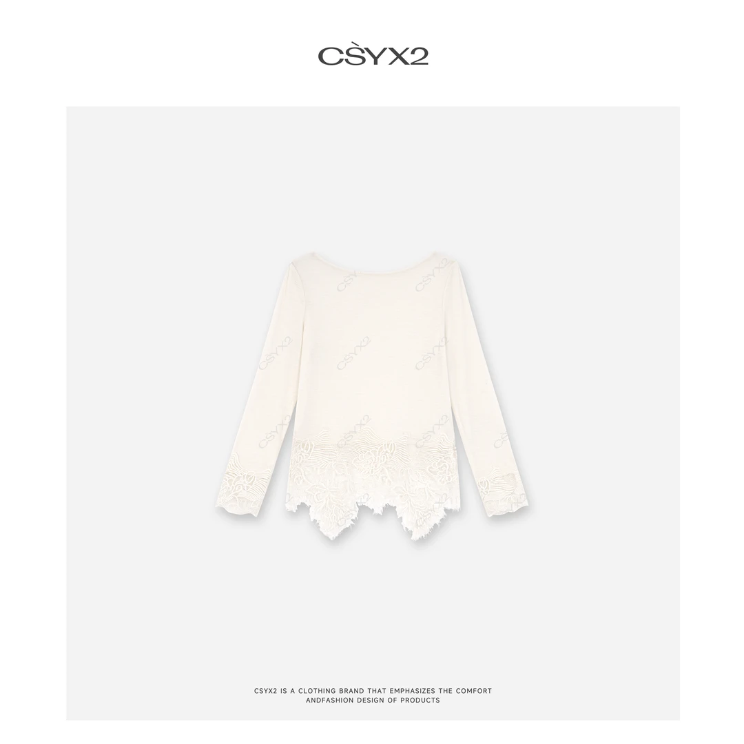 CsyX2-蕾丝拼接下摆上衣CZQX015