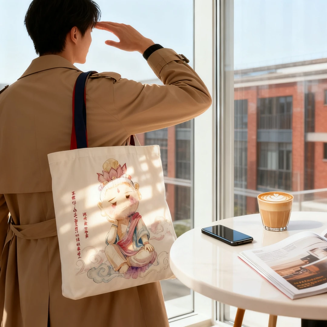 大同文创原创设计善化寺华严寺微笑露齿菩萨帆布包