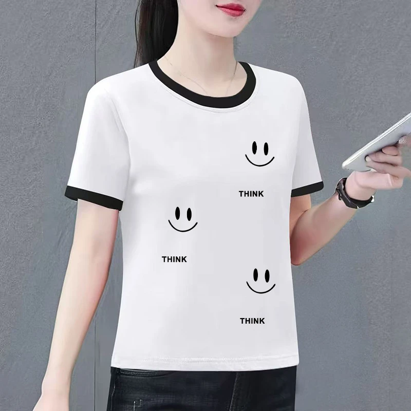 夏季纯棉新款短袖体恤韩版印花宽松打底外穿潮流时尚百搭圆领小众
