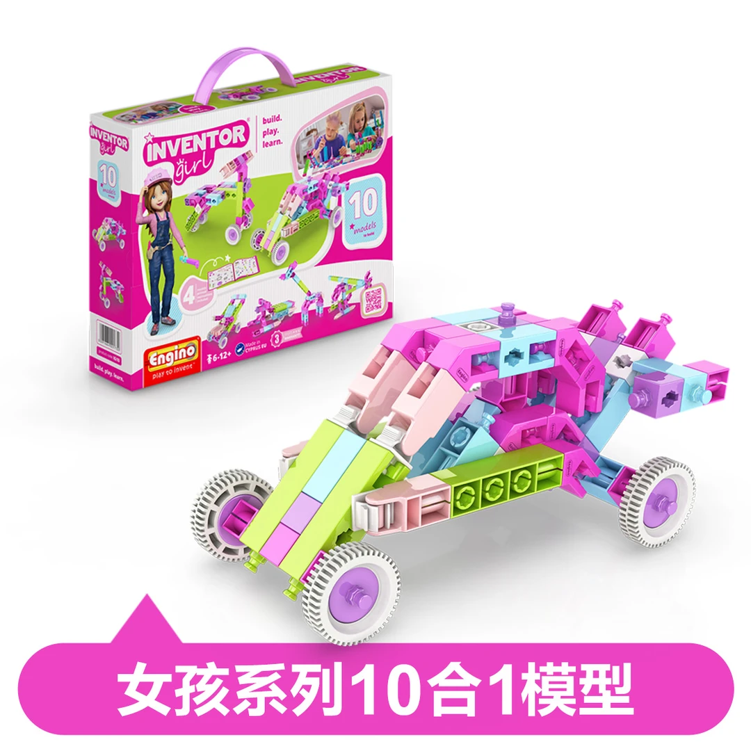 儿童积木拼装玩具10合1女孩拆装模型加赠5合1小颗粒可反复拆装