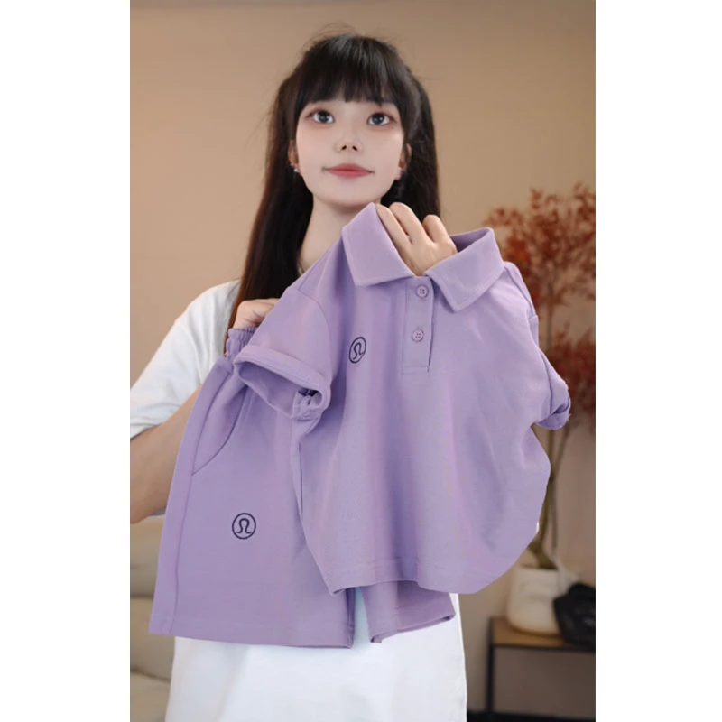 夏季2025儿童洋气翻领宽松套装宝宝运动休闲韩版时尚炸街两件套