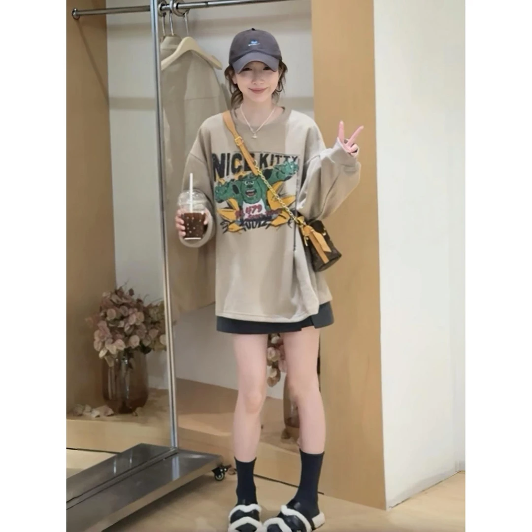 【卡通卫衣】2025秋冬韩系休闲宽松简约基础百搭显瘦卫衣长袖上衣女