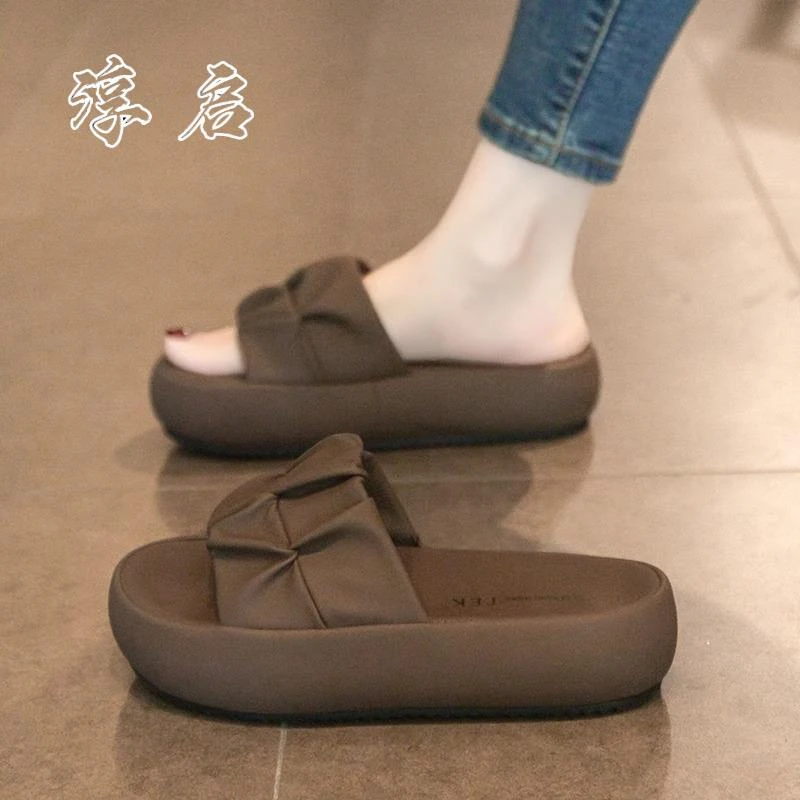 淳启凉拖鞋夏季外穿2025新款厚底增高沙滩凉鞋懒人时尚一字拖鞋款