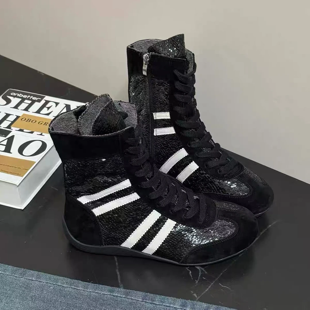 夏季新款百搭透气拼色厚底复古休闲运动德训鞋168-327