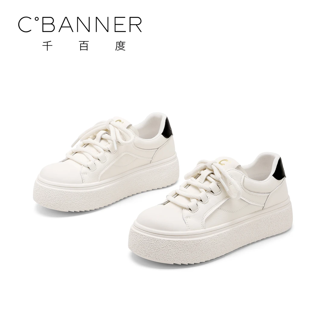 C.BANNER/千百度2025年欧若智性风休闲鞋女舒适系带休闲鞋厚底