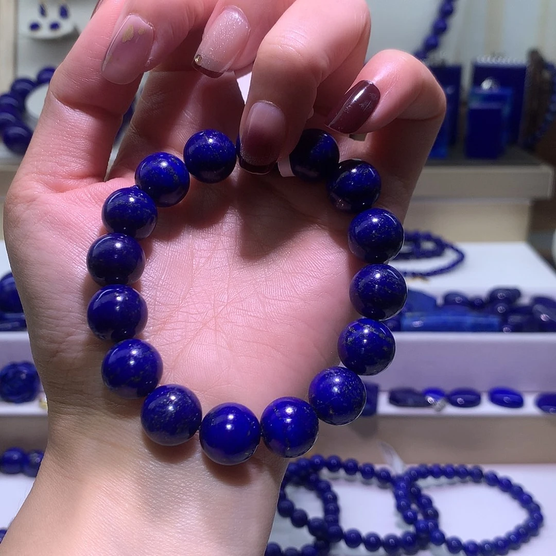 青金石未镶嵌天然原矿圆珠手串12m +