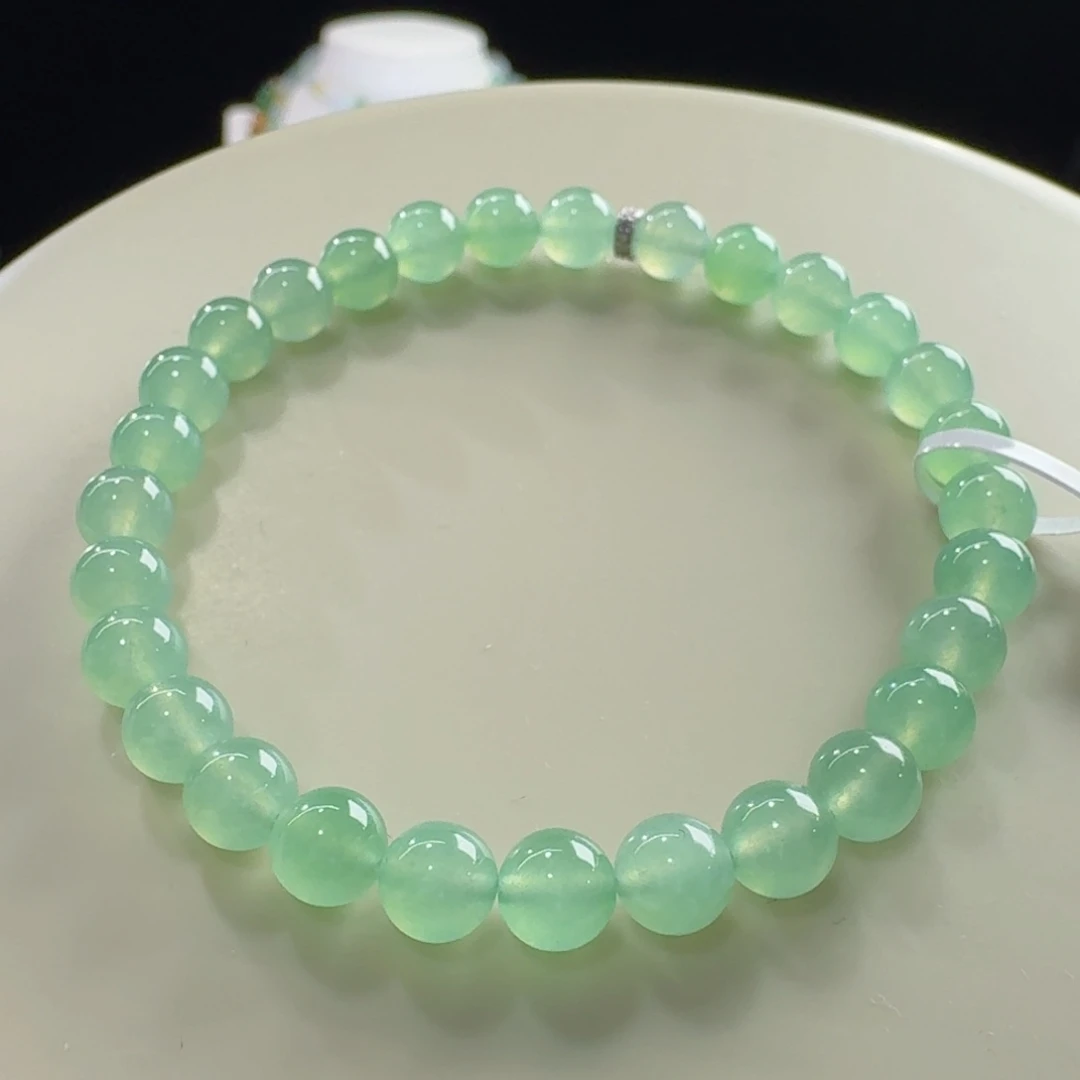 未镶嵌手链翡翠冰胶葡萄绿单圈卡6mm