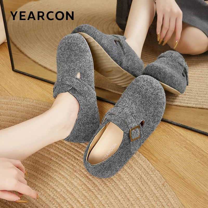 意尔康25年新款百搭乐福鞋织物舒适女士春秋复古女鞋女单鞋