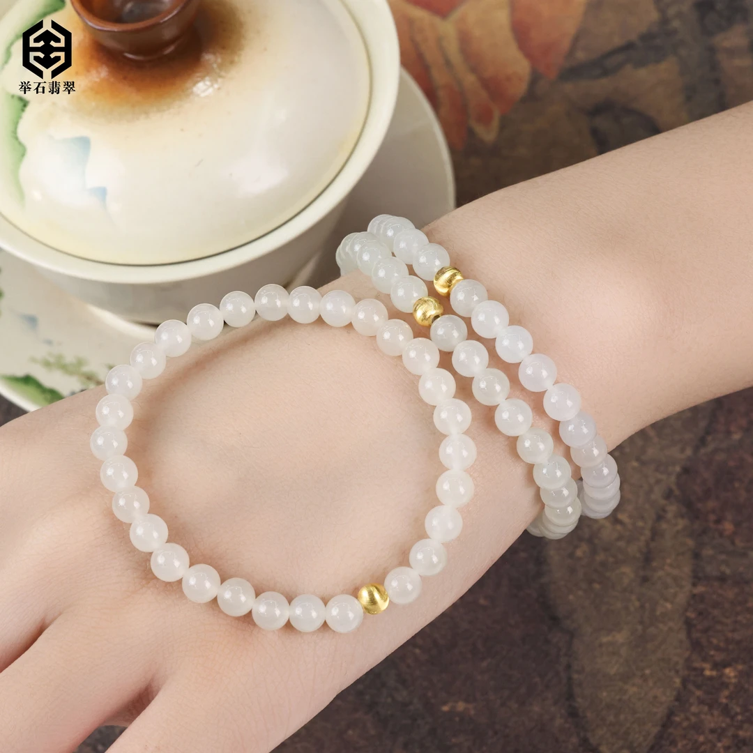 【举石臻品】TH0525-220-66和田玉手串（一件/多样性发/约5mm+）I