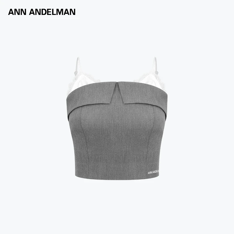ANN ANDELMAN 25秋冬 时尚设计基础百搭休闲灰假两件吊带上衣