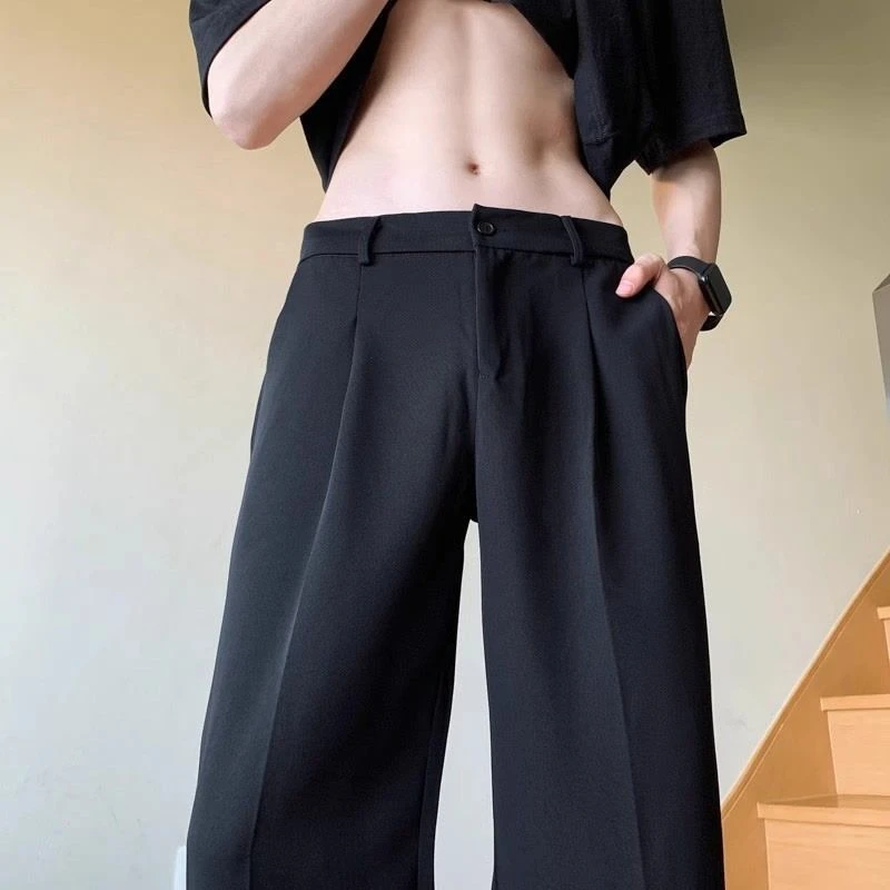 高级垂坠感西装裤子男士免烫抗皱黑色西裤百搭宽松直筒休闲长裤CO