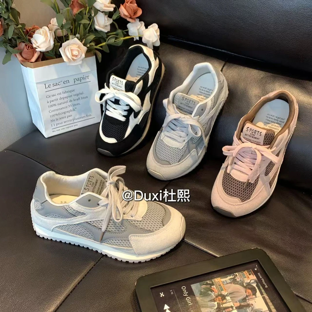 Duxi杜熙2025夏季新款网面透气厚底跑步老爹运动鞋阿甘鞋女鞋