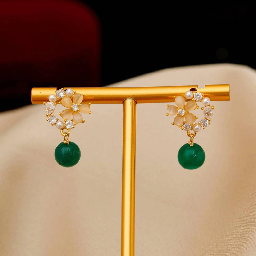 铜合金耳饰 《货号7192》复古国风小众花朵耳饰