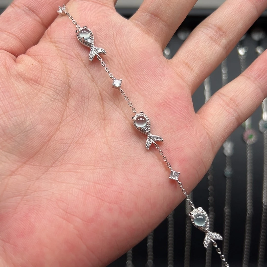 翡翠银S925镶嵌手链