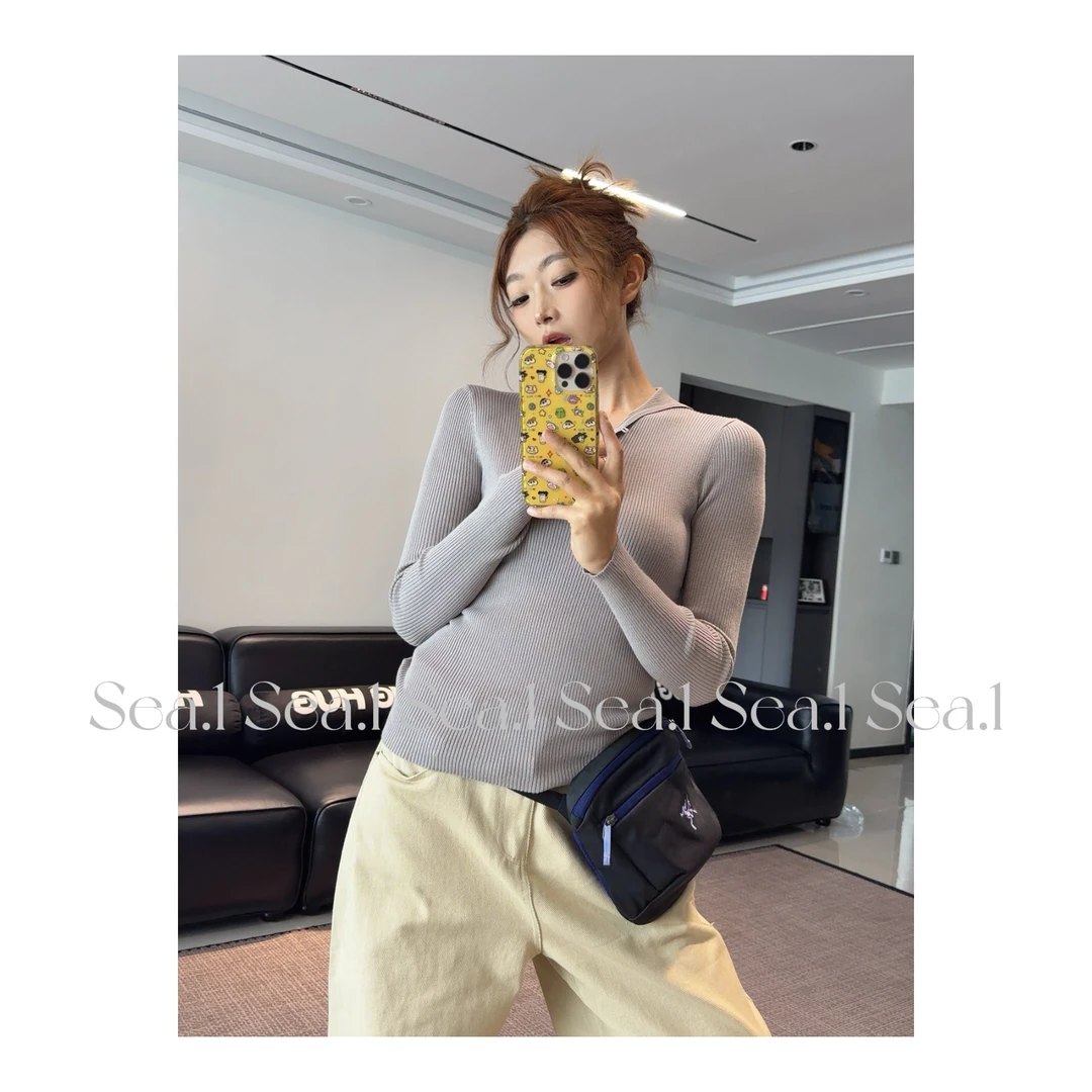 SEA.1 温婉年轻 高品质连帽V领修身显瘦打底衫针织衫