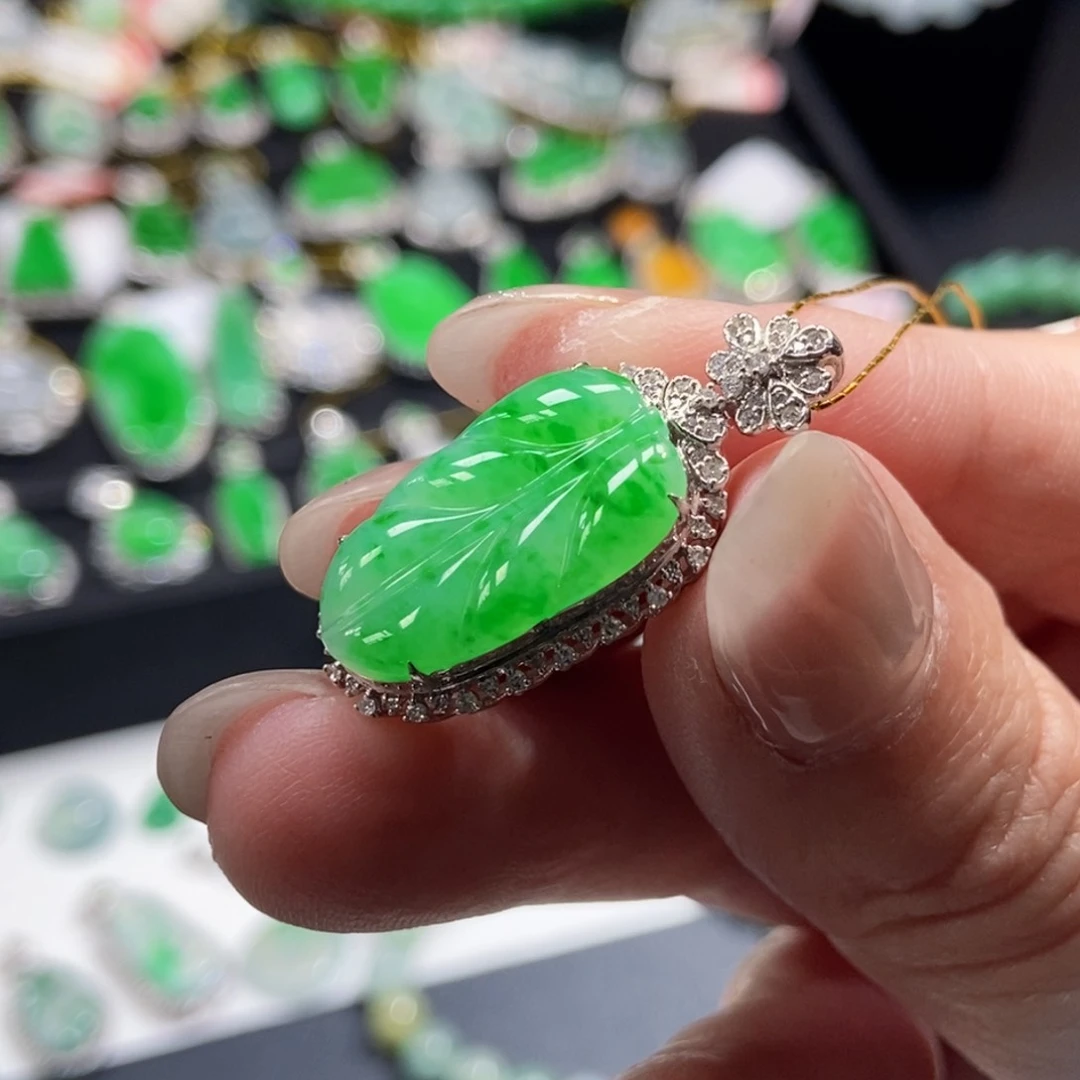 定制翡翠未镶嵌叶子