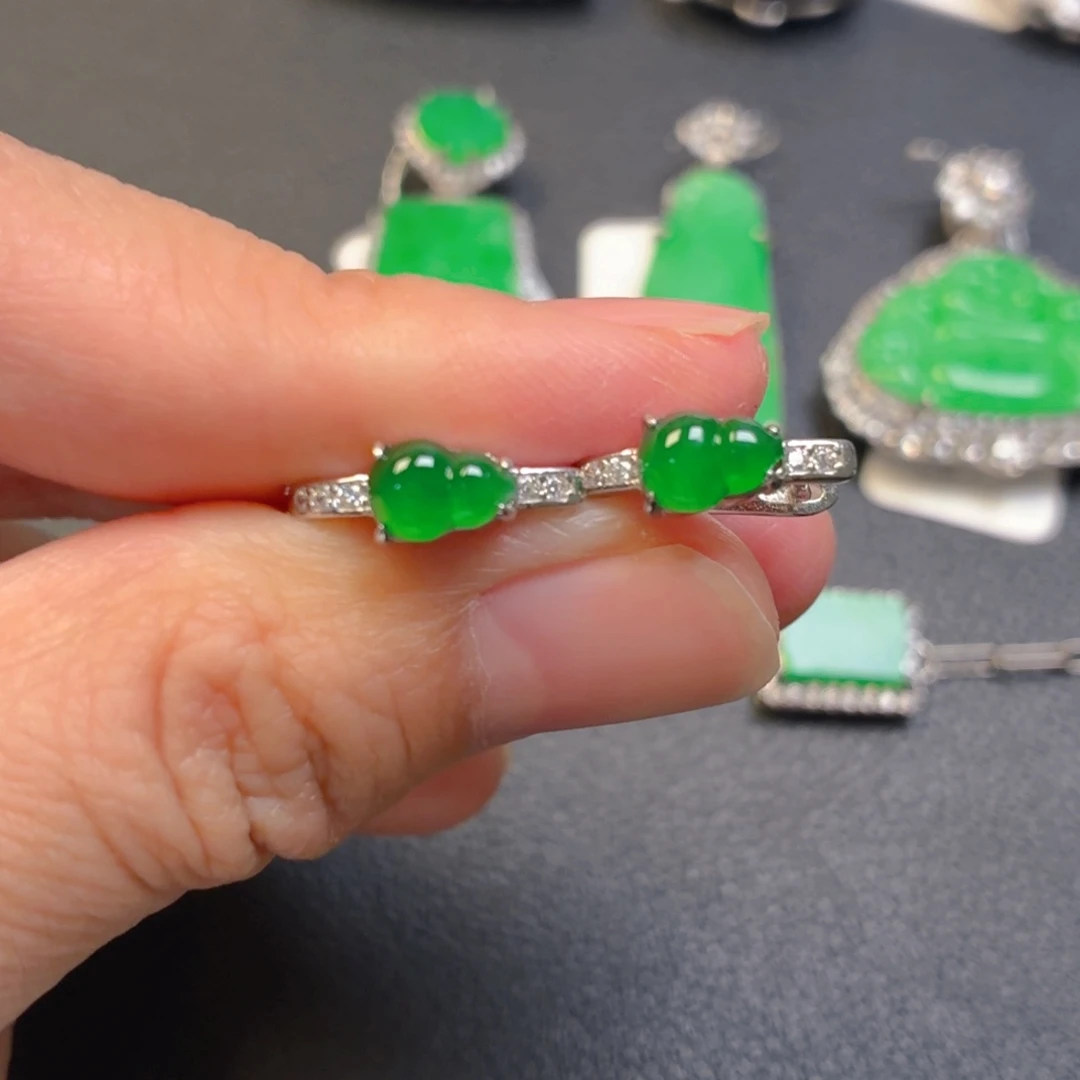 翡翠银S925镶嵌吊坠(不含链)耳包