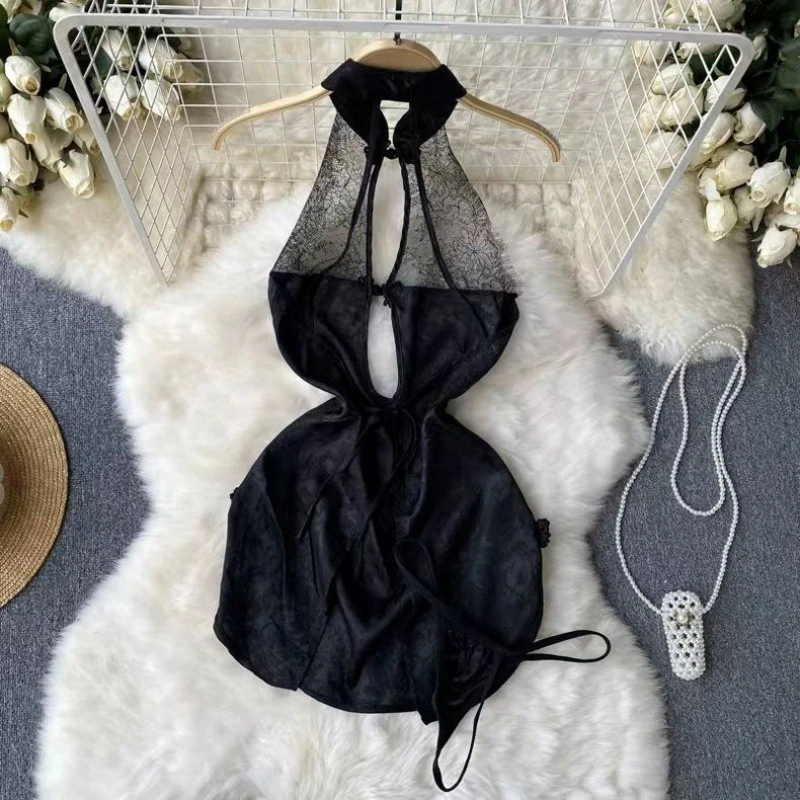 【画楼夜色】新国风连衣裙纯欲春夏款改良旗袍蕾丝性感